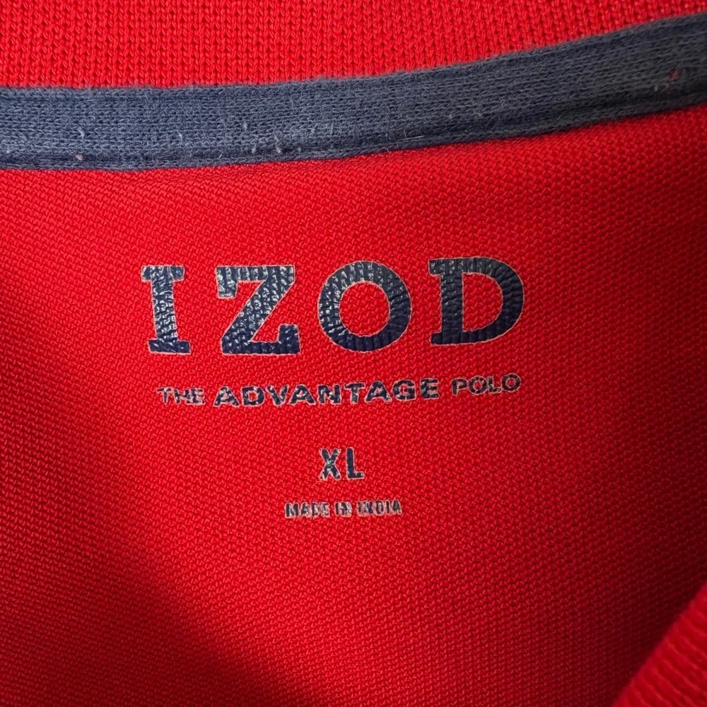 IZOD Advantage Polo Shirt Men's XL Red Short‎ Sleeve Pique Cotton Blend Preppy